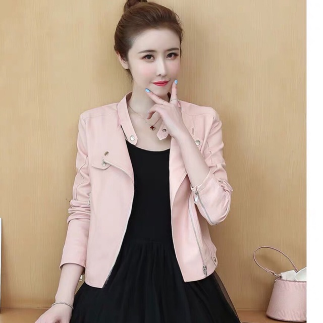 [ XẢ KHO 3 NGÀY ] Áo da nữ Quảng Châu màu hồng bền đẹp không bong tróc, có ảnh và video thật 816 HỒNG