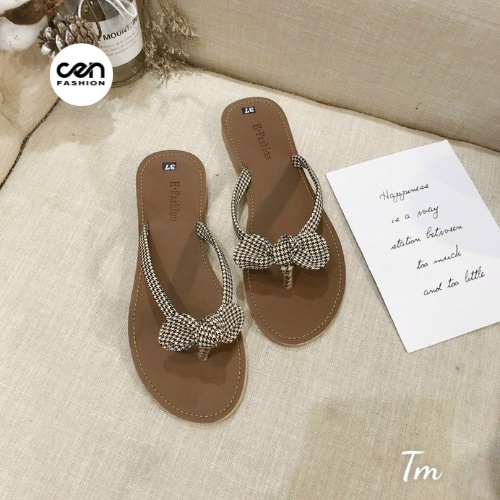 Dép lê xỏ ngón kẻ nơ, dép bệt CEN FASHION