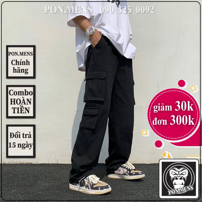 Quần gió nam nữ túi hộp màu đen lưng chun dây rút gấu quần mới hà nội hcm Pon.mens