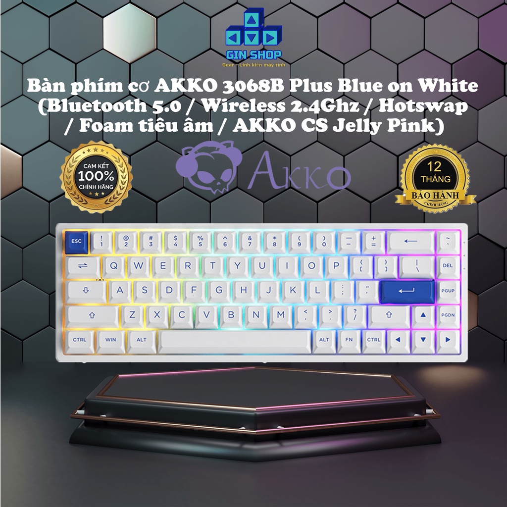 [CHÍNH HÃNG] Bàn phím cơ AKKO 3068B Plus Blue on White