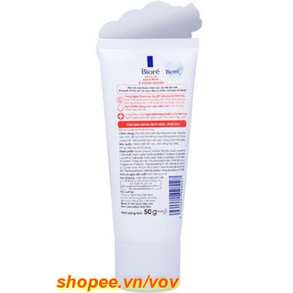 Sữa rửa mặt Biore 50g 100% chính hãng, vov cung cấp và bảo trợ.
