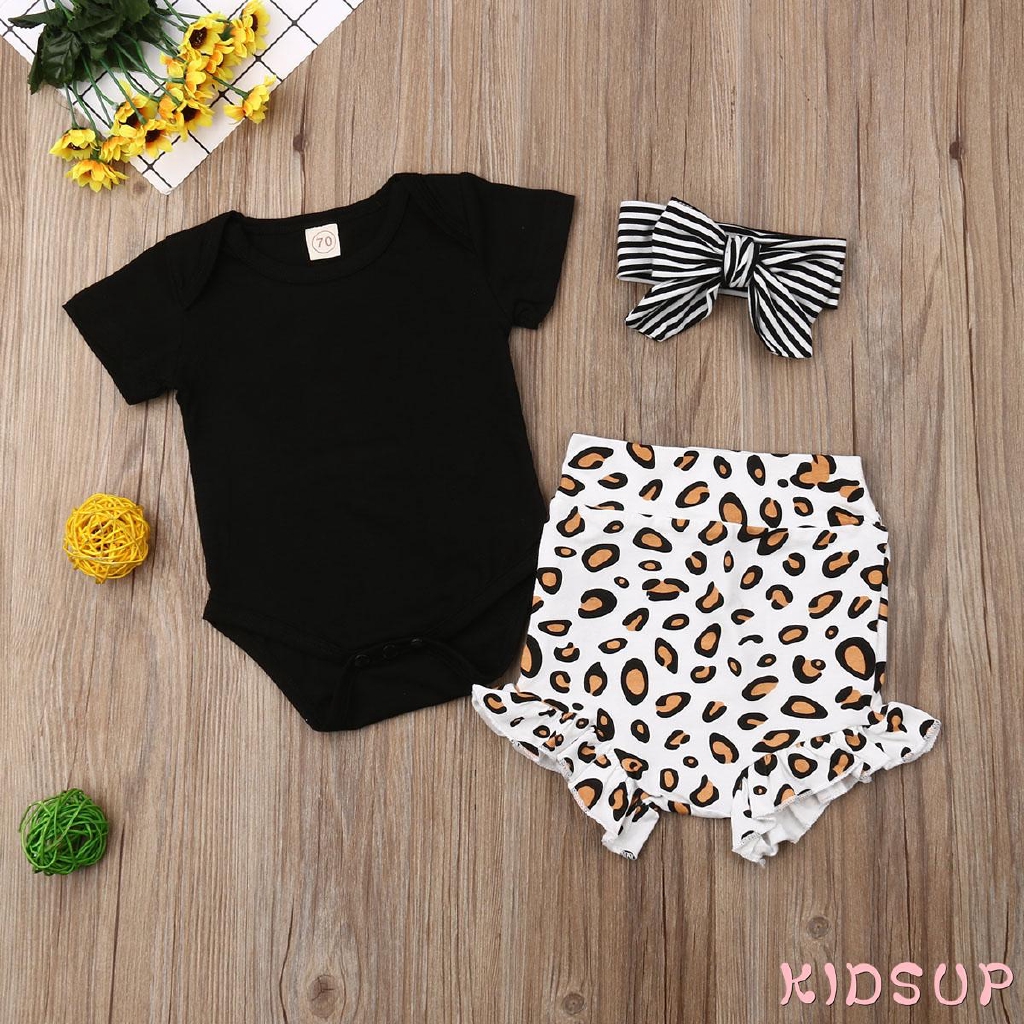 Bộ áo liền quần họa tiết da báo xinh xắn dành cho bé gái