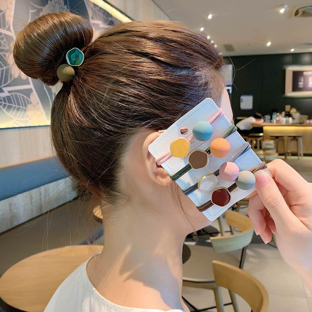 1 Dây Cột Tóc Hình Quả Bóng Phong Cách Retro