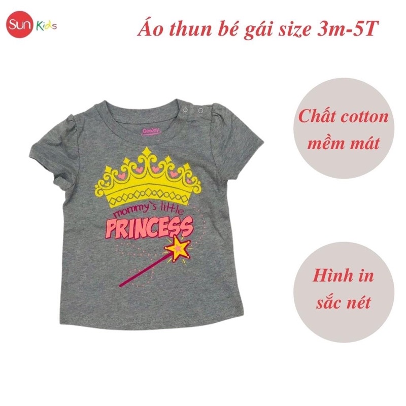 Áo thun cho bé gái, áo phông bé gái chất cotton mềm mát, size 3m - 5 tuổi - SUNKIDS1