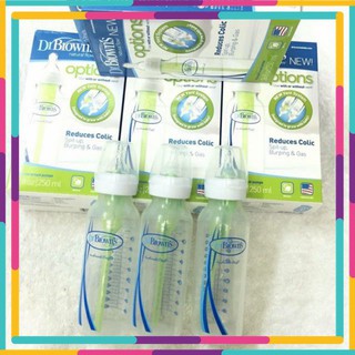 Set 3 bình sữa dr brown option cổ thường 120ml, 250ml