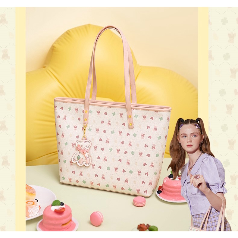 Túi xách nữ Tote Bag Just Star size to đi làm, học , đi chơi du lịch charm gấu nơ ViAnh Store 172887
