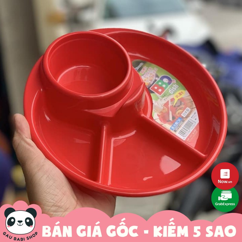 FREE SHIP !!! Khay ăn 3 ngăn có ngăn để soup/cốc và để thìa dĩa Nhật Bản cho bé màu Đỏ