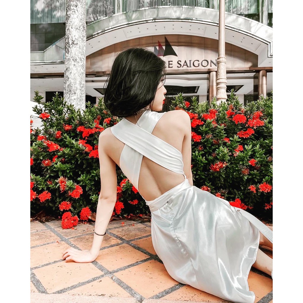 Đầm Xòe Dự Tiệc, 2 Dây To, Satin, Cột Nơ, Công Chúa Sang Chảnh - YD134320