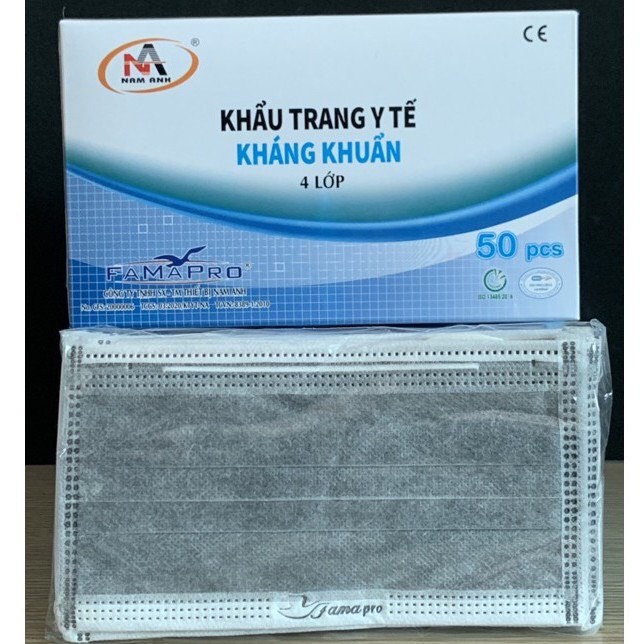 [GIÁ TẠI XƯỞNG] Khẩu trang y tế FAMAPRO xanh,xám,trắng 4 lớp,loại 1 ( 50 chiếc). Tác Dụng Kháng Khuẩn,Lọc Khói Bụi Độc.