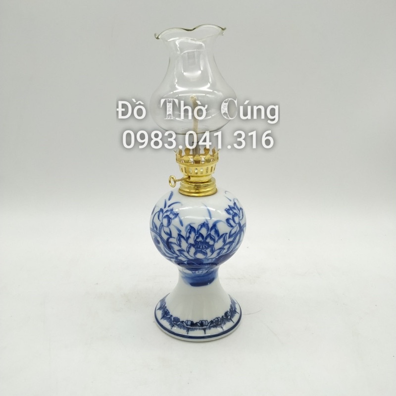 Đèn thờ vẽ Hoa Sen men lam