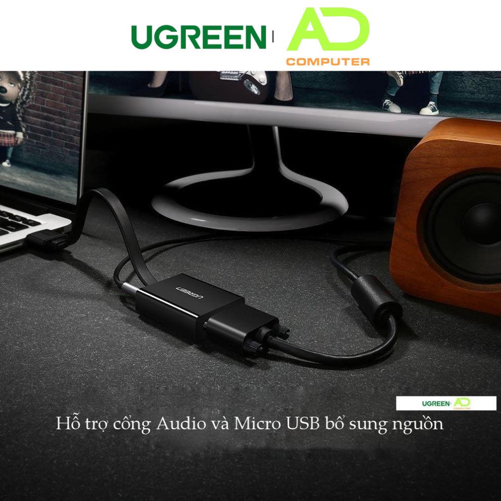 Cáp chuyển đổi HDMI sang VGA dây dẹt tích hợp cổng Audio 3.5mm + Micro USB UGREEN MM103