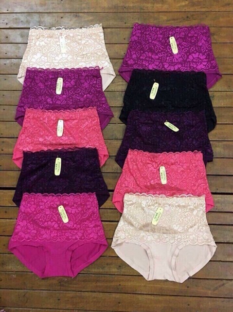 Quần lót nữ cotton phối ren cạp cao gen bụng