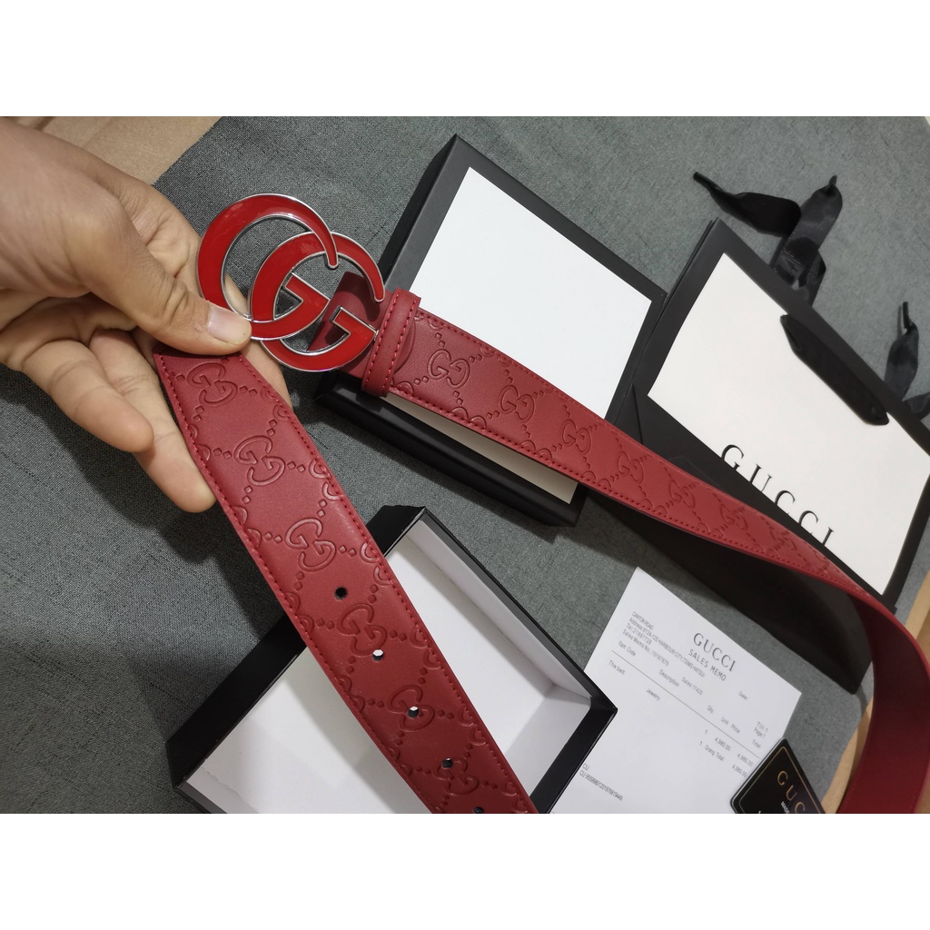 Thắt lưng bằng da màu đỏ kiểu dáng thời trang cho cả nam và nữ