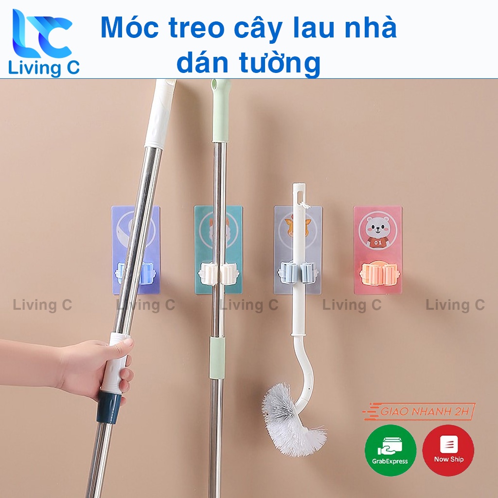 Móc treo cây lau nhà dán tường , móc dán tường treo đồ đa năng trong nhà tắm , nhà vệ sinh, phòng bếp siêu cute - LN2