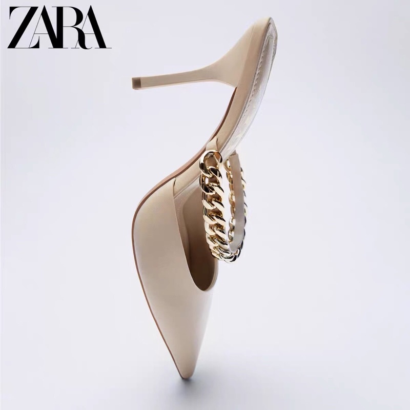 GIÀY CAO GÓT ZARA MÀU KEM QUAI XÍCH HÀNG TUỒN