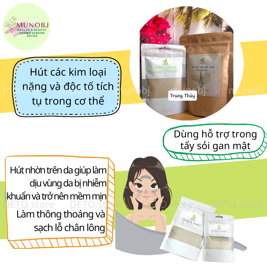 Combo khoáng sét và vỏ hạt mã đề Viethealthy thải độc