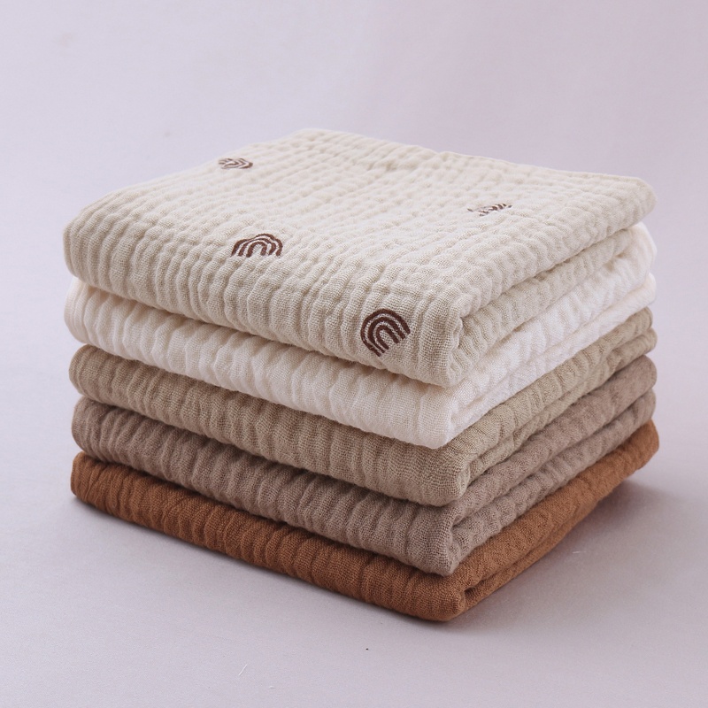 Set 10 Khăn Lau Mặt / Tay Bằng Vải Cotton Muslin Hình Vuông Cho Bé Sơ Sinh