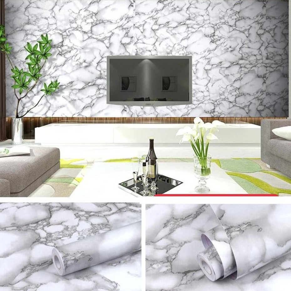 10m giấy dán tường sẵn keo chống ẩm vân đá xám 5390