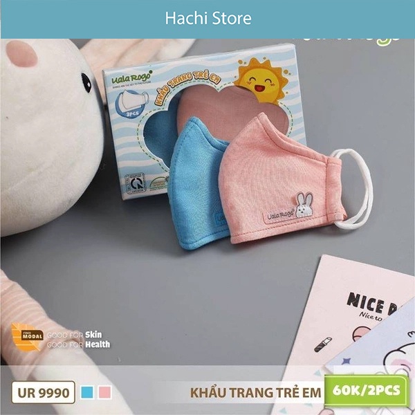 Khẩu trang vải cao cấp cho bé Ualarogo set 2 chiếc/hộp