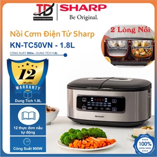 Nồi Cơm Điện Tử 2 Ngăn Sharp KN-TC50VN, 1.8lit - 900w, Nấu Đa Năng Cùng Lúc 2 Lòng Nồi, Hàng Chính Hãng