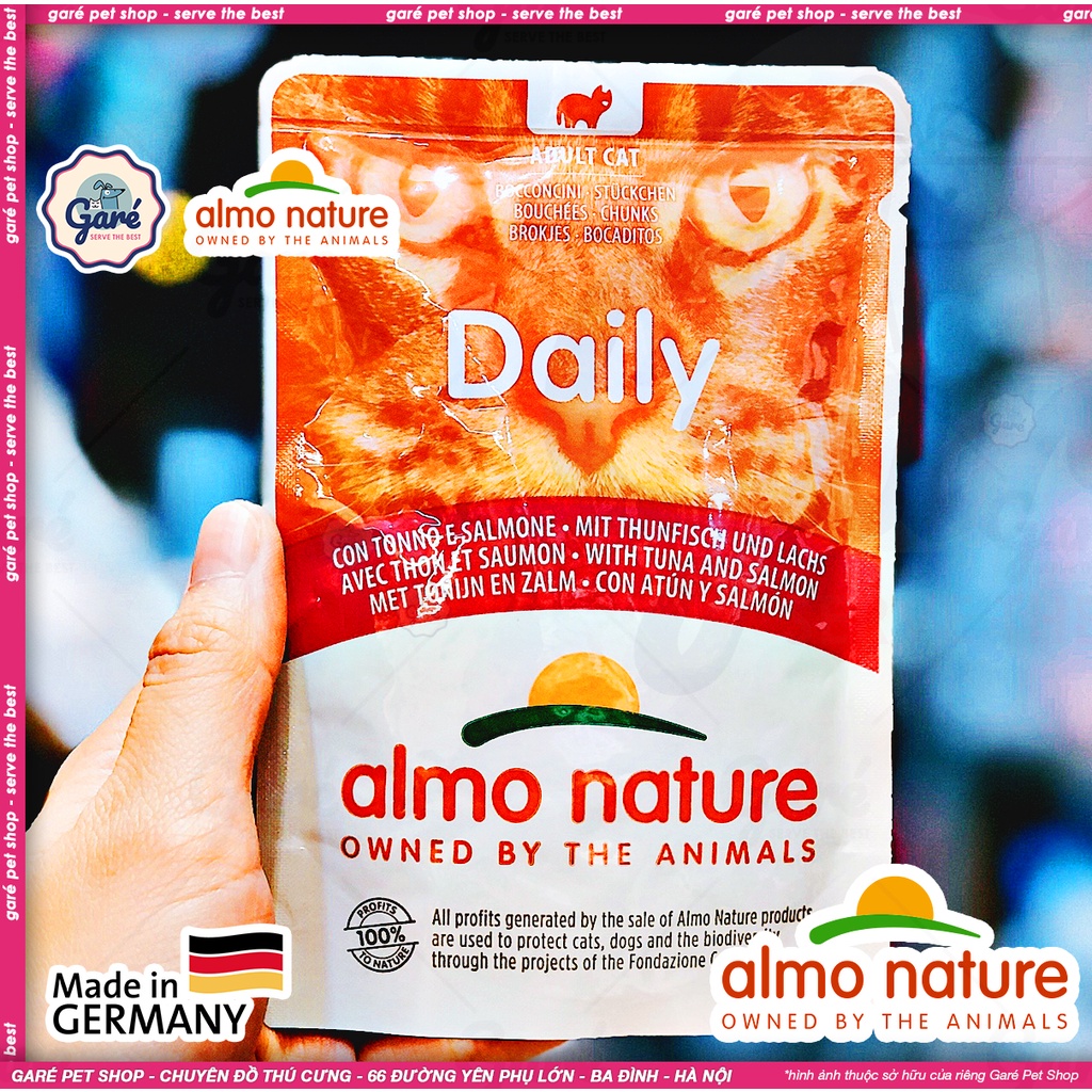 Pate Đức cho Mèo Almo Nature Daily cho Mèo trưởng thành Pate for Cat thành phần Cá và Gà Châu Âu cao cấp