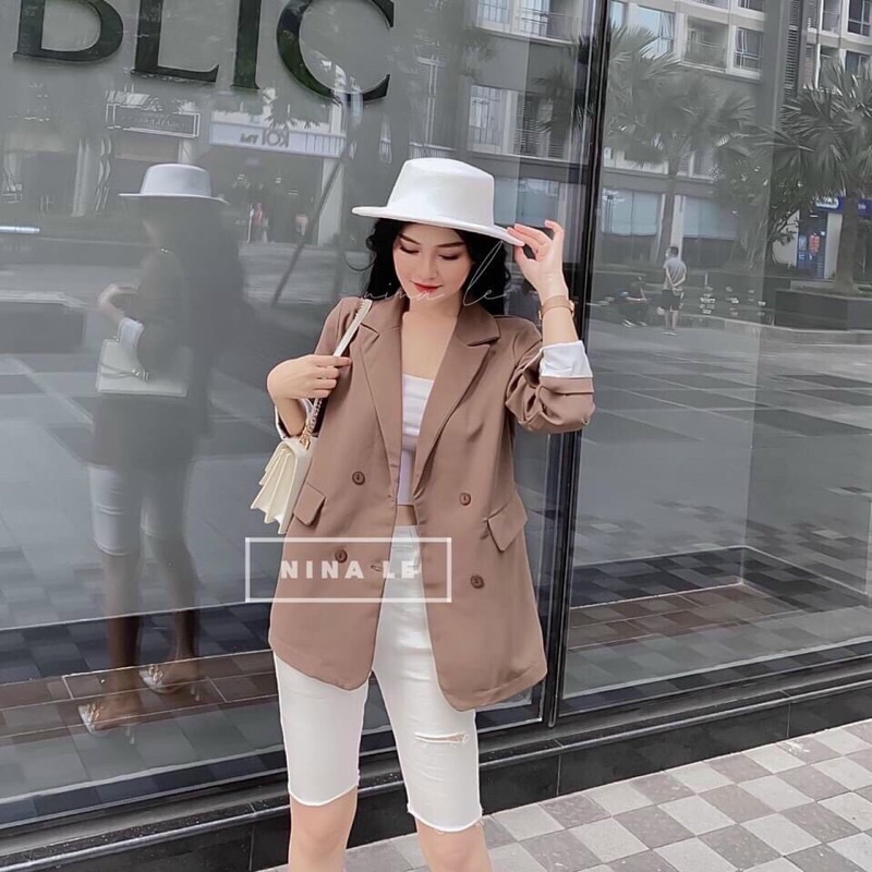 blaze đen nâu xanh bơ 4 cúc vải tuyết mưa siêu đẹp