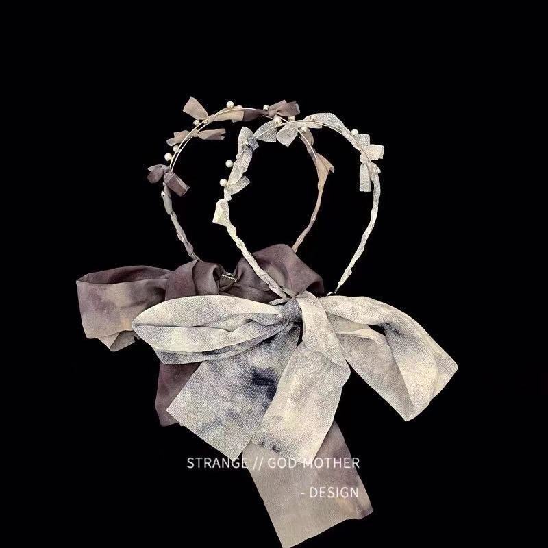 Dây Cột Tóc Đính Nơ Hai Lớp Đính Ngọc Trai Thời Trang Mùa Hè Dành Cho Nữ