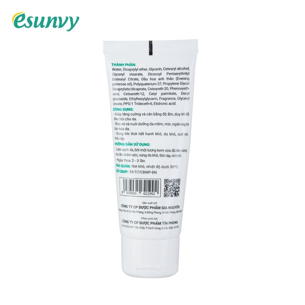 Kem Dưỡng Ẩm, Chống Nẻ Esunvy Tăng Cường Độ Ẩm, Làm Mềm Da An Toàn Dịu Nhẹ Tuýp 50g TMP001