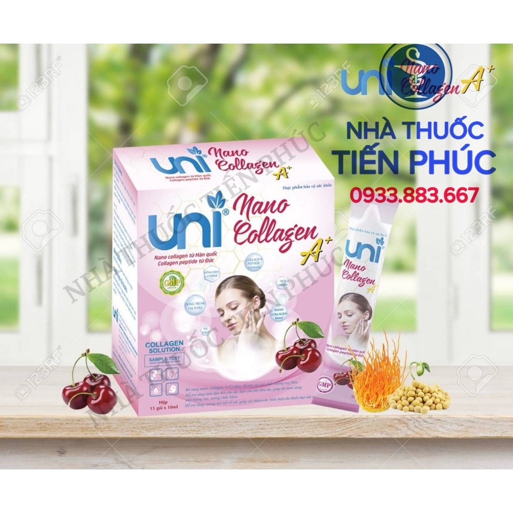 UNI NaNo Collagen - A++  Làm đẹp da, tăng cường nội tiết tố.Hộp 15 gói
