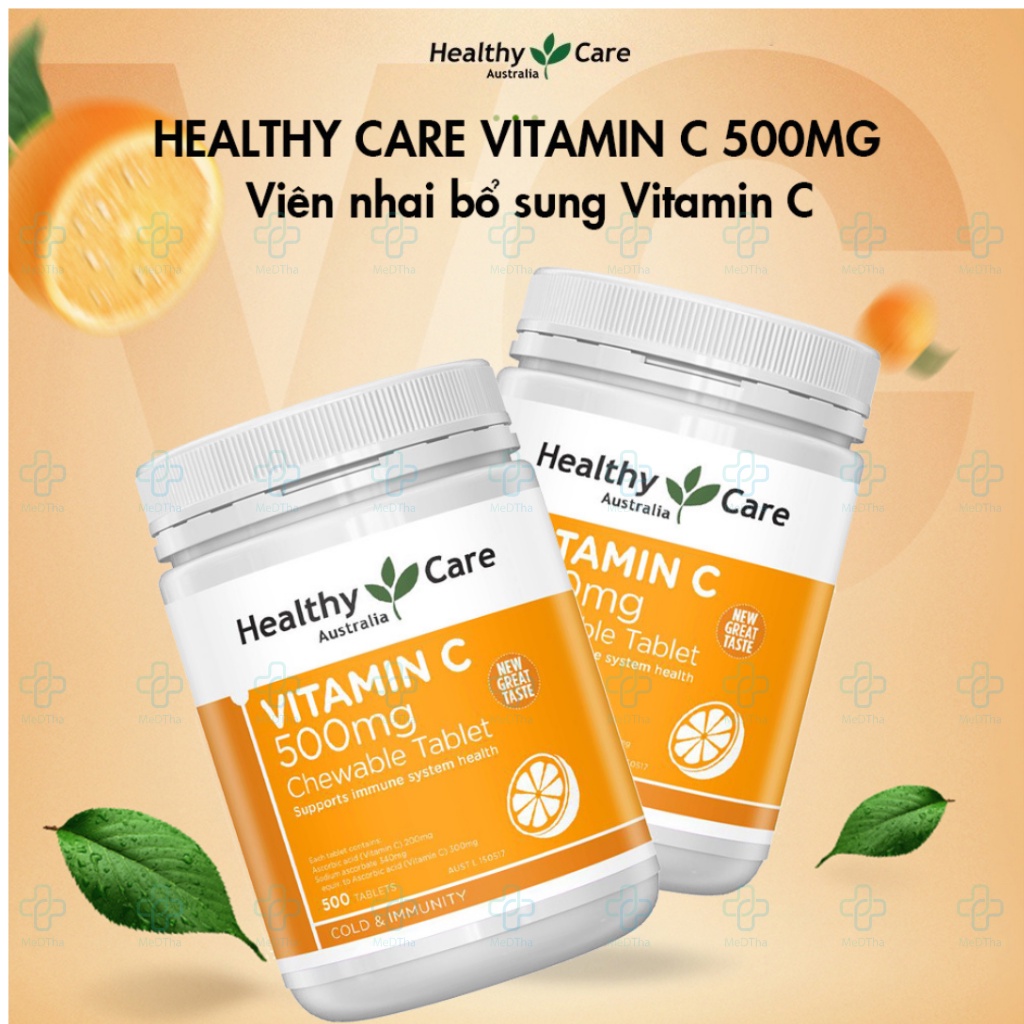 Vitamin C Healthy Care - Viên Uống Vitamin C, Tăng Sức Đề Kháng, Chống Lão Hóa Da (Lọ 500 Viên) [Chính Hãng]