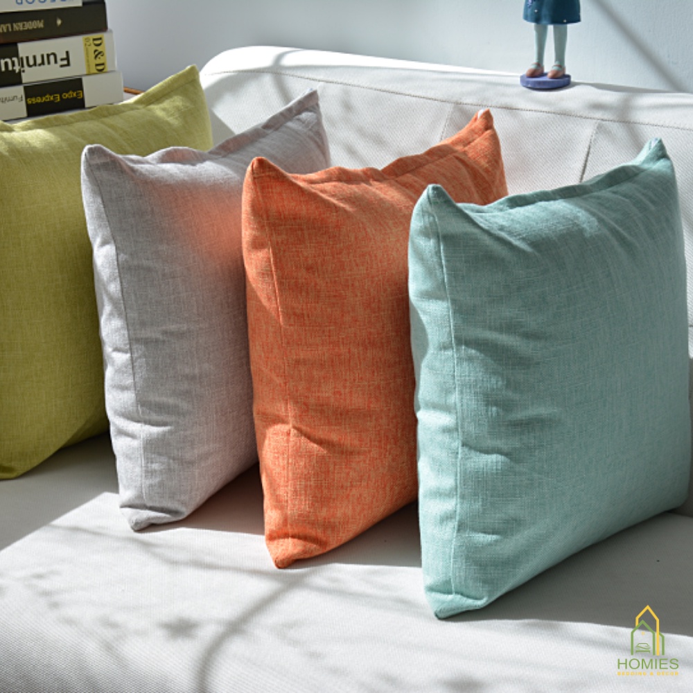 Gối Tựa Lưng Văn Phòng HOMIES Vải Gai Đơn Sắc Sang Trọng - Kích Thước 45cm x 45cm