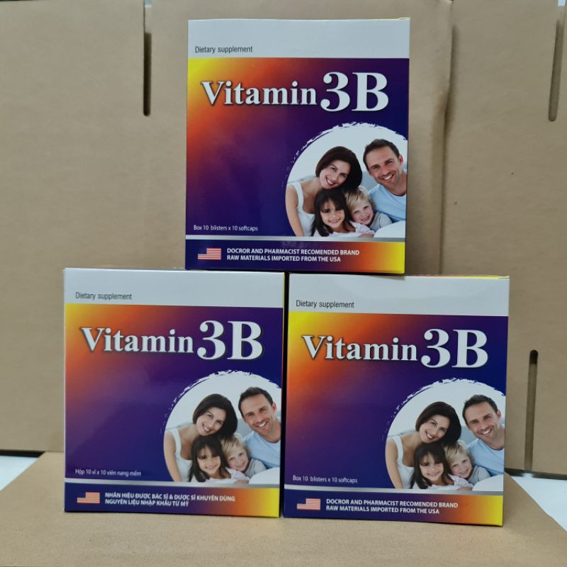 Vitamin 3B Giúp bổ sung và dự phòng thiếu hụt vitamin B1, B6, B12 cho cơ thể hộp 100 viên