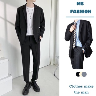 Áo khoác blazer nam nữ thời trang Menswear form rộng hàn quốc 2 khuy 3 màu cơ bản :đen,kem,ghi tối.