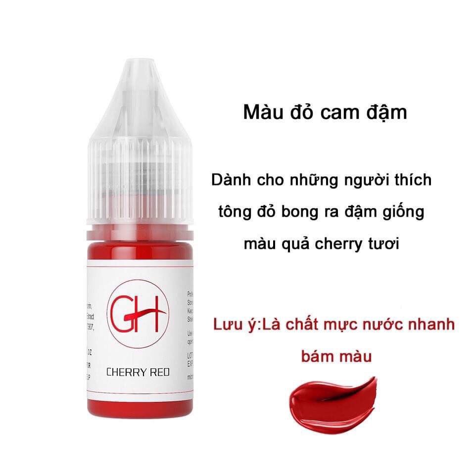 Mực hữu cơ GH phun môi đẹp siêu bám nhanh lên màu chuẩn, Mực phun xăm môi Nano gh chính hãng Mỹ 6ml / 12ml
