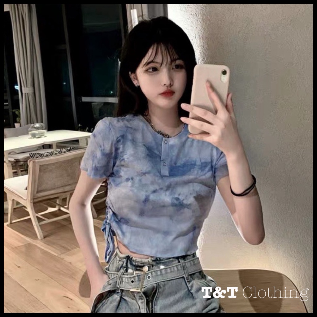 ÁO CROPTOP RÚT LOANG MÀU | Áo kiểu nữ teen | 23tshop