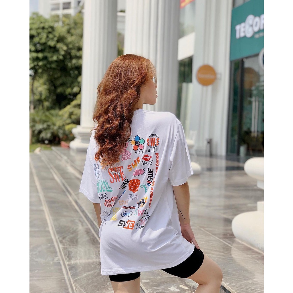 Áo Thun Tay Lỡ LOGOS TEE Vải Thun Cotton Form Rộng Phong Cách Hàn Quốc Unisex