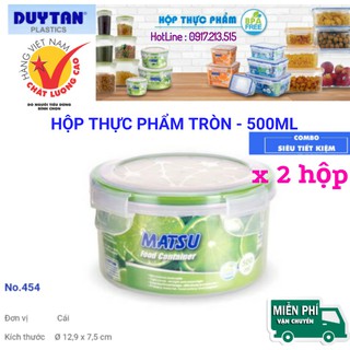 2 Hộp nhựa tròn đựng thực phẩm 500ML DUY TÂN CAO CẤP