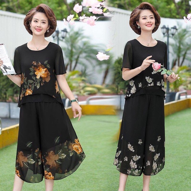 Set voan nữ trung niên cao cấp kiểu dáng sang trọng QCNP1880