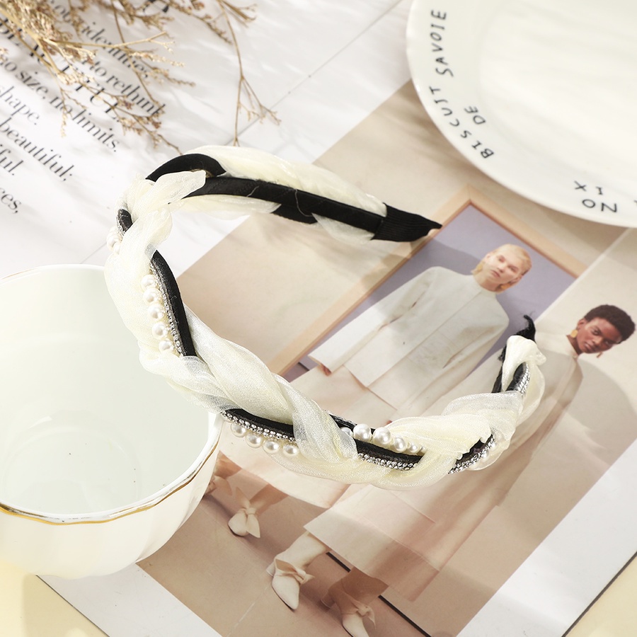 Băng Đô Cài Tóc Dạng Lưới Xoắn Đính Hạt Ngọc Trai Và Kim Cương Thời Trang Hàn Quốc Cho Nữ