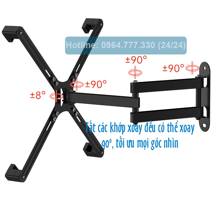 Giá treo màn hình CP102 – Giá treo màn hình máy tính/Tivi - Xoay đa năng/ trái-phải 180độ – Gắn tường  [14 - 32 inch]