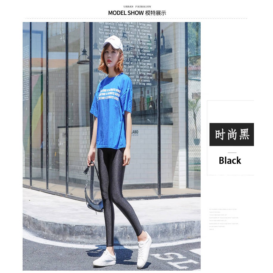 Quần legging màu bóng ôm dáng lưng cao co giãn nhiều kích thước dành cho nữ