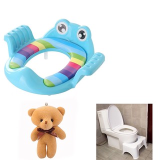 Thu gọn bồn cầu hình ếch cho bé yêu hàng nhập khẩu có 3 màu xanh lá, xanh lam và hồng