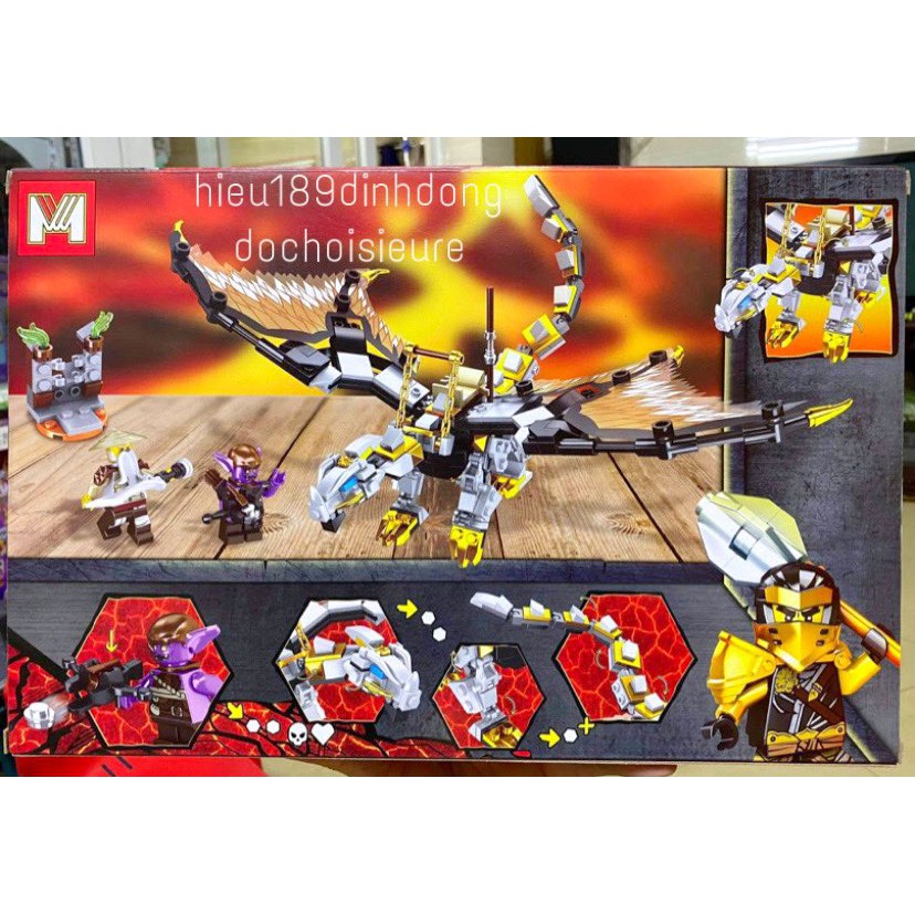 lắp ráp xếp hình non LEGO NINJAGO 71718 7181 : Rồng chiến đấu của sư phụ wu 371 mảnh