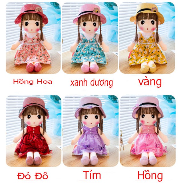 Gấu Bông Búp Bê Váy Hoa Đội Mũ Mẫu Mới Nhiều Màu Sang Trọng Tím