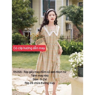 RN356_Rập giấy may đầm cổ sen nữ