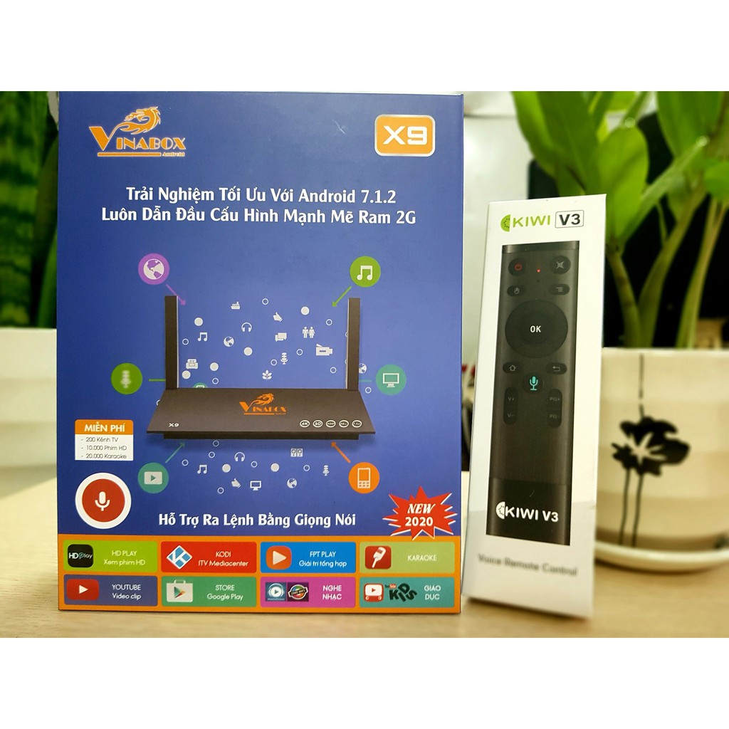 Android VINABOX X9-bản mới - Android 7.1.2 Hỗ trợ tìm kiếm giọng nói Ram 2G, ROM 8G- CHÍNH HÃNG-Kèm chuột không dây