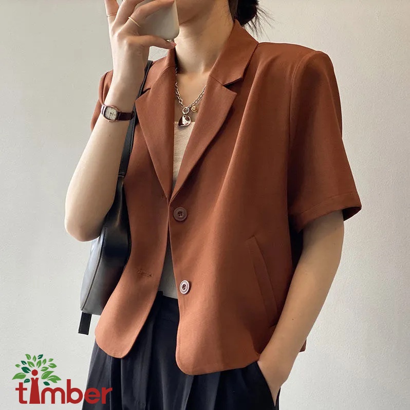 Áo khoác vest tay ngắn dáng rộng phong cách Hàn Quốc thời trang cho nữ 01108 | BigBuy360 - bigbuy360.vn