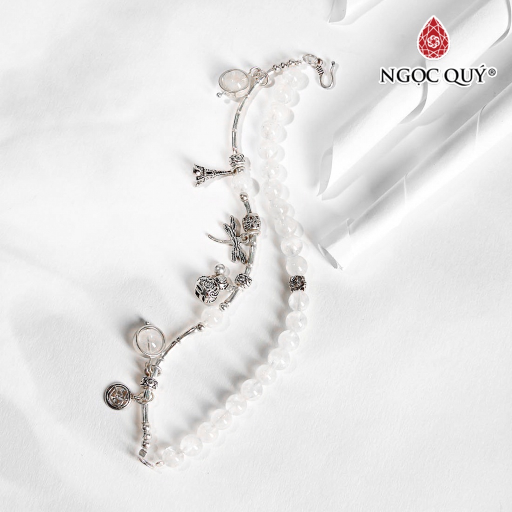 Vòng tay đôi TA ưu linh trắng charm hồ lô - Ngọc Quý