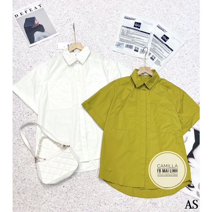 [Mã FAMARAL1 giảm 10K đơn 50K] ⚡️ỐNG RỘNG⚡️Áo sơ mi cổ đức dáng rộng 2 màu xanh cốm và trắng | BigBuy360 - bigbuy360.vn