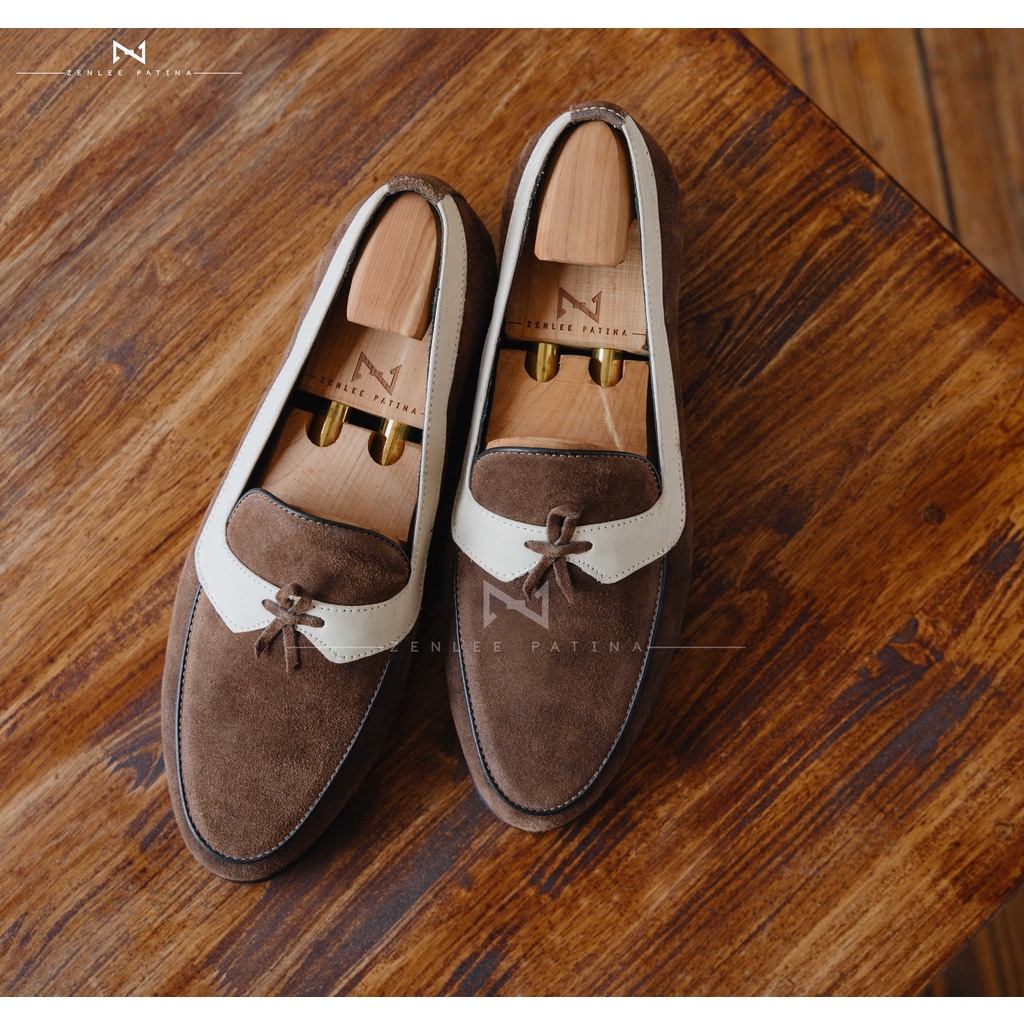 Giày lười da nam thủ công Zenlee Patina LLBN06 kiểu dáng Tassel Loafer chất da lộn bảo hành trọn đời